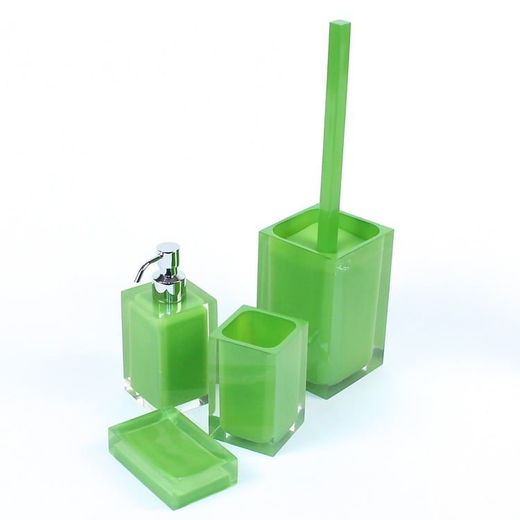 Bathroom Accessory Set, Gedy RA100-04, Green Accessory Set of Thermoplastic Resins